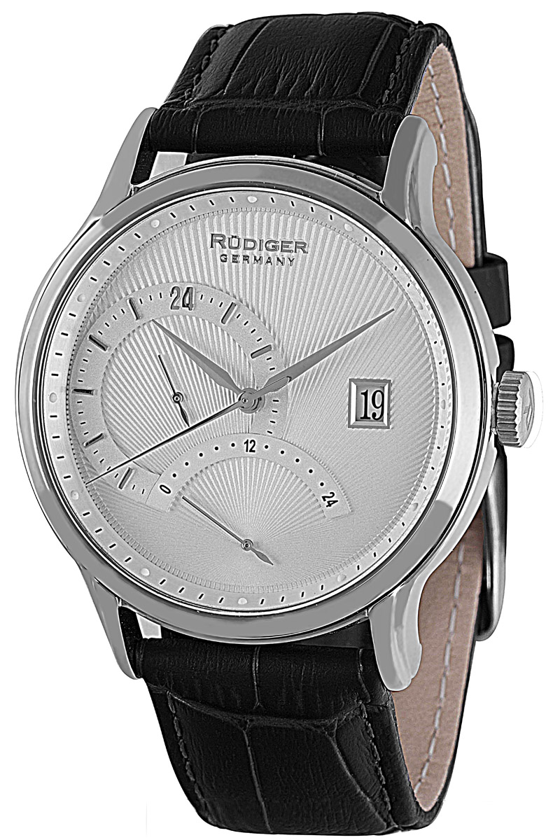 Rudiger : aachen Mens silver watch.. - Black Leather - One Size