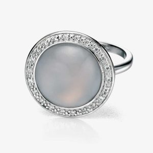 Fiorelli Silver Round Chalcedony Cubic Zirconia Ring R3354-52 (L1/2)