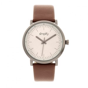 Simplify Unisex The 6200 Leather-based-Strap Watch – Gray Stainless Metal – One Dimension