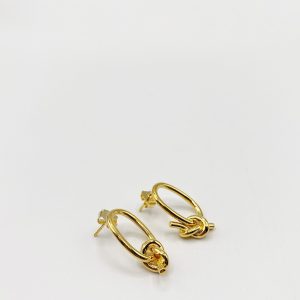 SVNX Womens GOLD TIED ROPE STUD EARRINGS Gold Plated – One Size