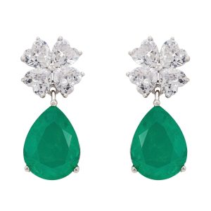 Latelita Womens Victoria Teardrop Earrings Silver Colombian Emerald – Inexperienced Sterling Silver – One Dimension