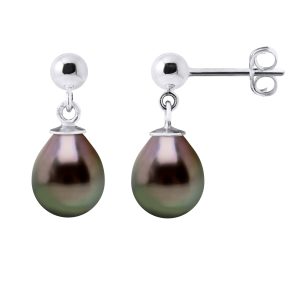 Diadema Womens – Earrings  Real Tahitian Pearls- White Gold – Natural – One Size