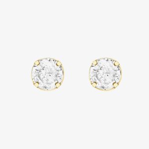 9ct Yellow Gold 6mm Round Crystal Stud Earrings 1.58.7009