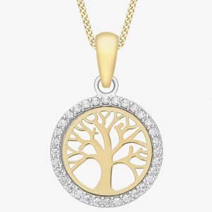 9ct Two Colour Stone Set Tree of Life Pendant 1.68.4602