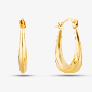 9ct Yellow Gold Shaped Oval Creole Earrings UER132Y