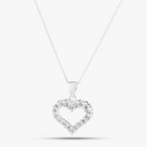 Sterling Silver Open Heart Crystal Pendant 8.62.8584