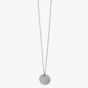 Silver Pave Cubic Zirconia Disc Pendant N3744C