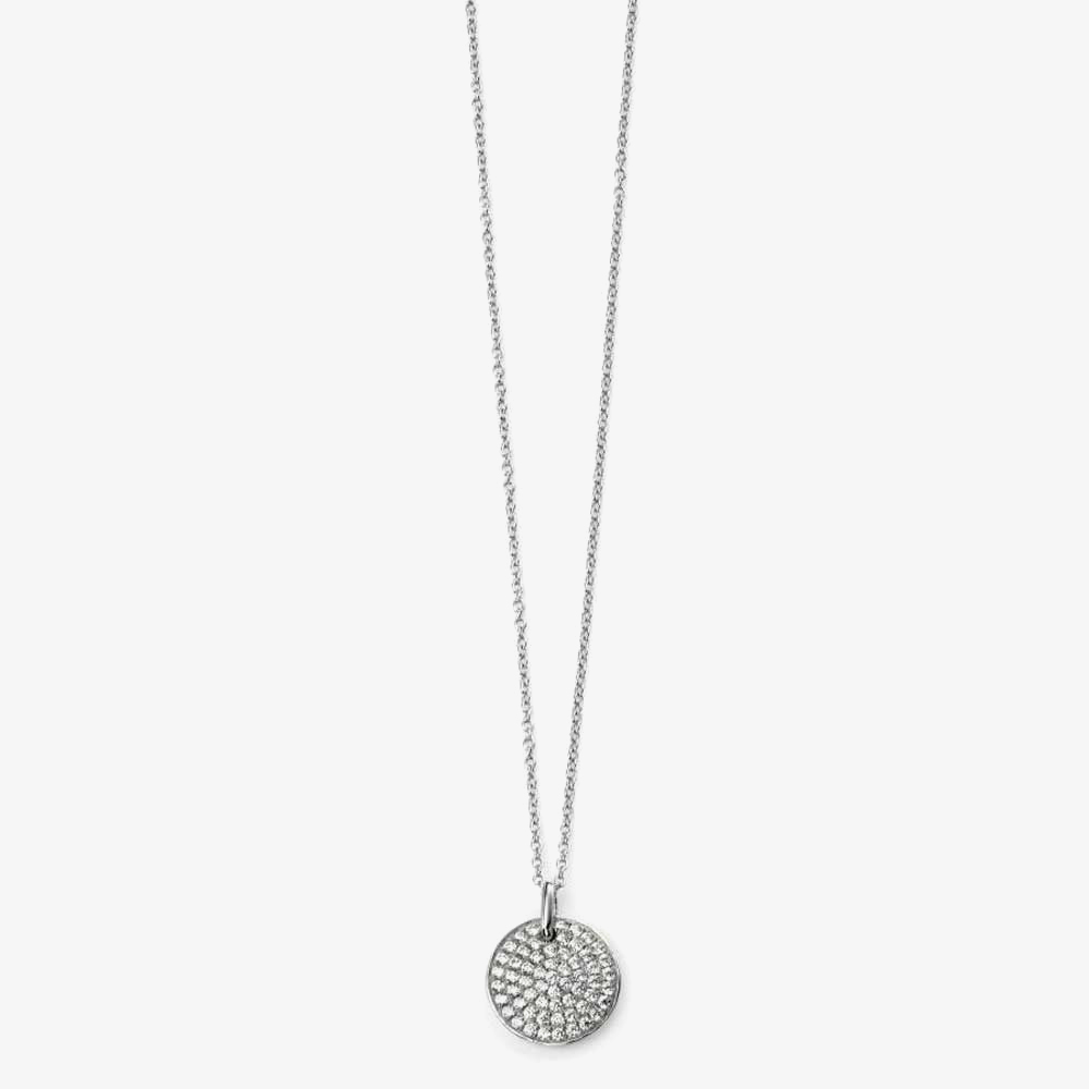 Silver Pave Cubic Zirconia Disc Pendant N3744C