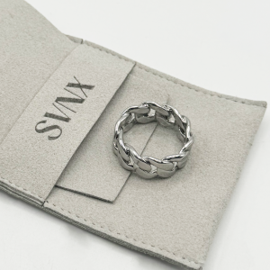 SVNX Mens Chunky Cuban Style Ring in Silver Stainless Steel (archived) – Size Q 1/2