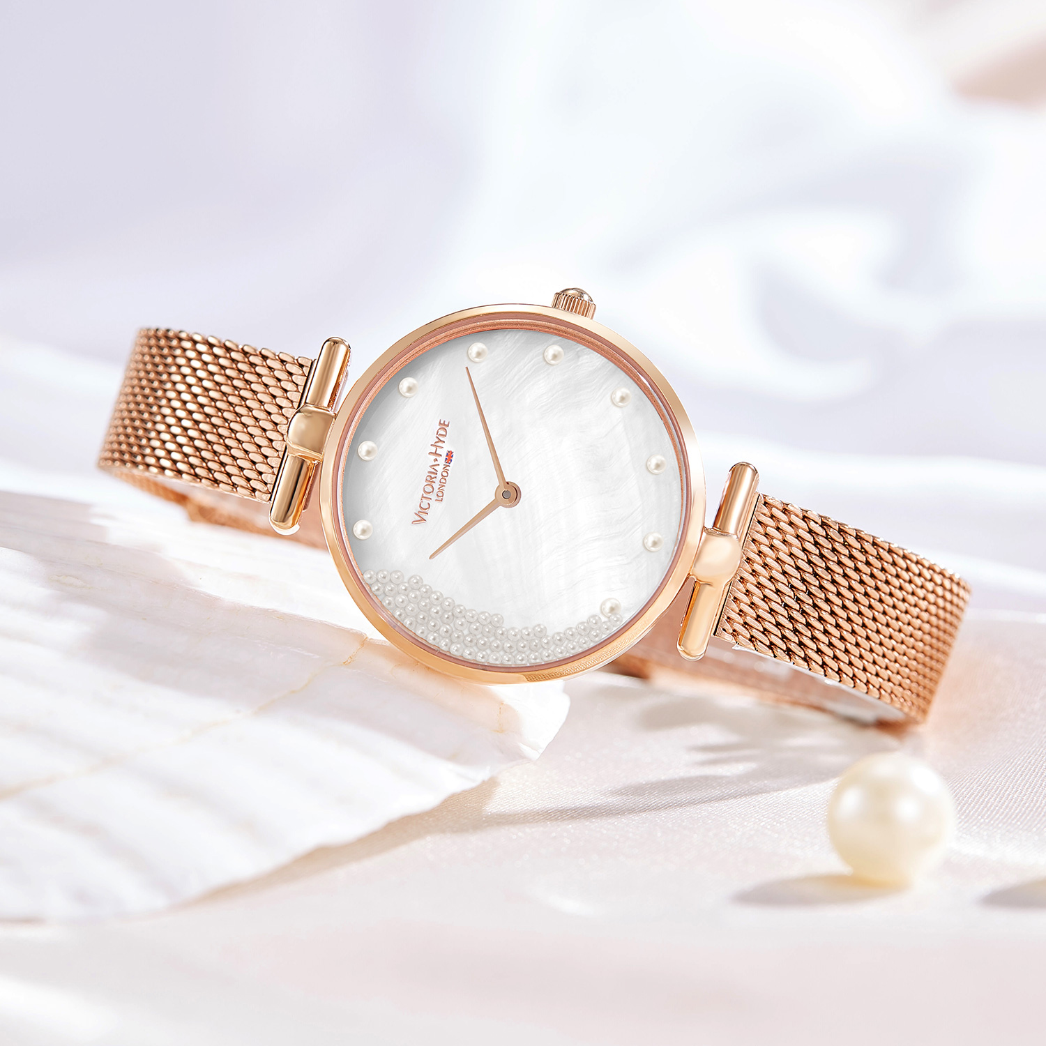 Victoria Hyde London Womens Watch Pearl Dial Rose Gold Stainless Steel - One Size