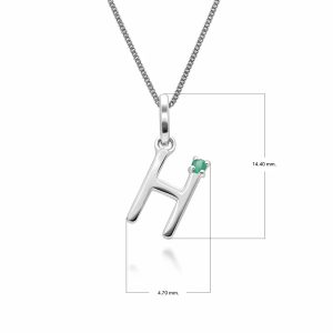 Preliminary Emerald Letter Attraction Necklace in 9ct White Gold
