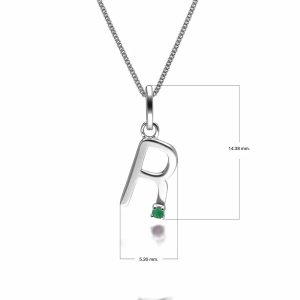 Preliminary Emerald Letter Appeal Necklace in 9ct White Gold
