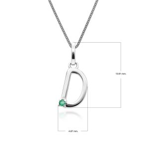 Preliminary Emerald Letter Attraction Necklace in 9ct White Gold