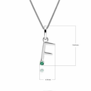 Preliminary Emerald Letter Attraction Necklace in 9ct White Gold