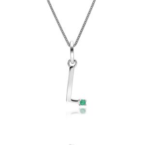 Preliminary Emerald Letter Attraction Necklace in 9ct White Gold