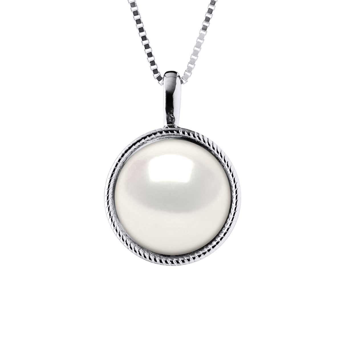 Diadema Womens AURA Necklace Freshwater Pearl White 9-10 mm 925 Silver - One Size