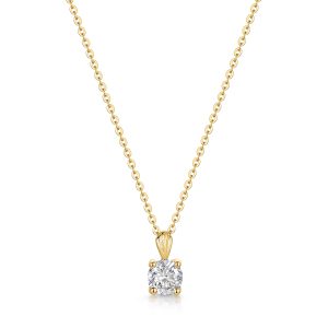 9ct Yellow Gold 4mm Spherical Cubic Zirconia Pendant Necklace