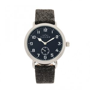 Elevon Mens Northrop Wool-Overlaid Leather-Band Watch – Navy Stainless Steel – One Size