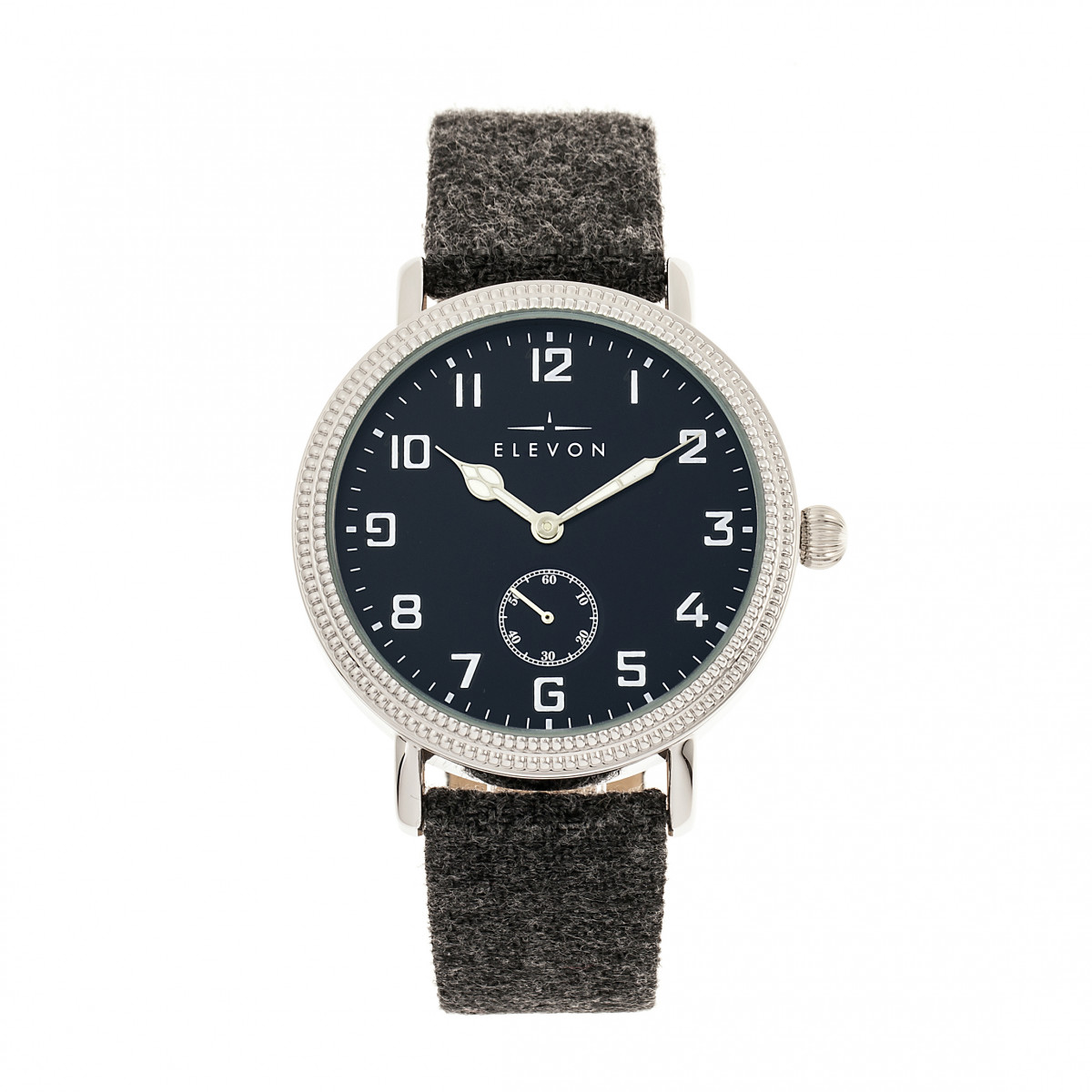Elevon Mens Northrop Wool-Overlaid Leather-Band Watch - Navy Stainless Steel - One Size