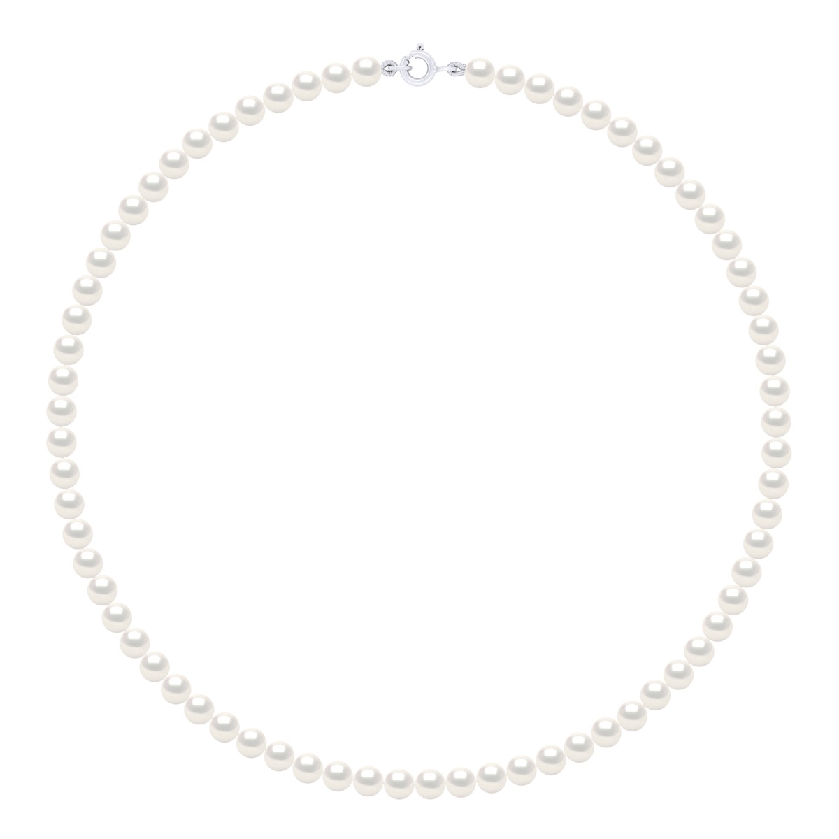 Ateliers Saint Germain Womens Necklace of Real Cultured Freshwater Pearls Round 5-6 mm - White White Gold - One Size