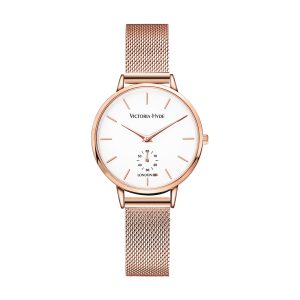 Victoria Hyde London Womens Metropolitan Time Mesh Rose Gold Stainless Steel – One Size