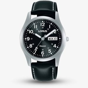 Lorus Mens Black Strap Watch RXN79DX9