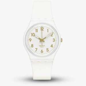 Swatch White Bishop White Gold Strap Watch SO28W106-S14