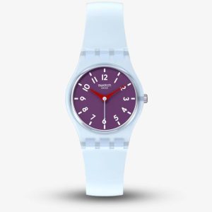 Swatch Powder Plum Transparent Light Blue Watch LL126