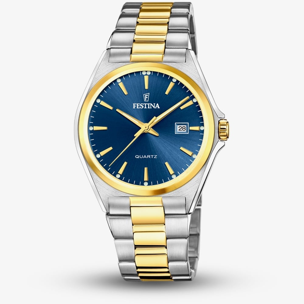 Festina Mens Classic Two-Tone Blue Dial Watch F20554/4