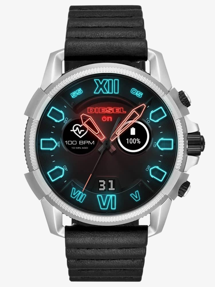 Diesel Mens Full Guard 2.5 Touchscreen Leather Strap Smartwatch DZT2008