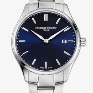 Frederique Constant Mens Classic Blue Dial & Silver Strap Watch FC-220NS5B6B