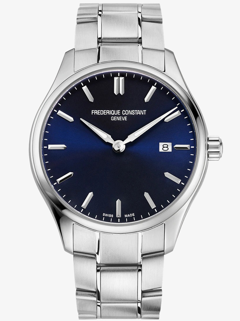 Frederique Constant Mens Classic Blue Dial & Silver Strap Watch FC-220NS5B6B
