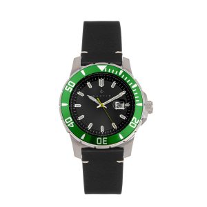 Nautis Mens Dive Pro 200 Leather-Band Watch w/Date – Multicolour Stainless Steel – One Size