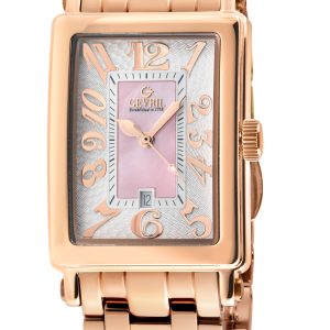 Gevril Ave of Americas Mini WoMens Swiss Quartz Rose Stainless Steel Case, Pink MOP Dial Watch – One Size