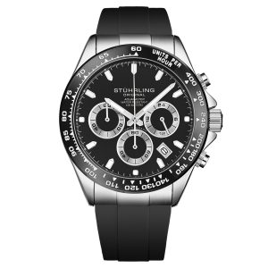 Stührling Mens Aquamaster 42mm 4050 Chronograph Watch – Black – One Size