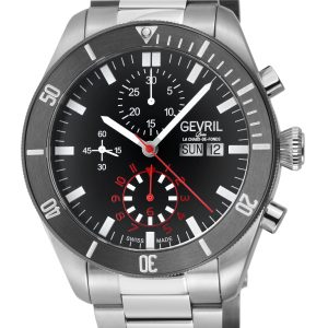 Gevril Mens Yorkville Chronograph 48624B Swiss Computerized ETA 7750 Watch – Silver – One Measurement