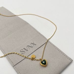 SVNX Womens Emerald Inexperienced Center Necklace in Gold – One Measurement