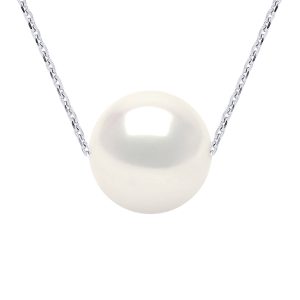 Diadema Womens – Necklace – Real Freshwater Pearls – Cable Chain in White Gold – One Size