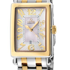 Gevril Ave of Americas Mini WoMens Swiss Quartz Two toned IPYG Stainless Steel Case, White MOP Dial Watch – Gold – One Size