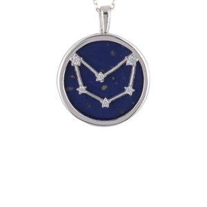 Latelita Womens Zodiac Lapis Lazuli Gemstone Celebrity Constellation Pendant Necklace Silver Capricorn – Blue Sterling Silver – One Dimension