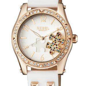 Rebel WoMens Gravesend White Dial Leather Watch – One Size