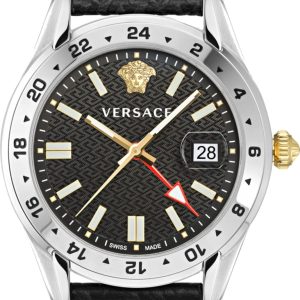 Versace Greca Time Gmt Mens Black Watch VE7C00123 Leather (archived) – One Size