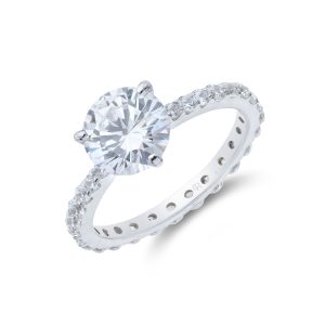 Silver Sensible Lower Cubic Zirconia Solitaire Ring