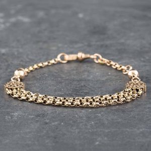 Pre-Owned Vintage Rose Gold Three Strand 7 Inch Belcher Chain Bracelet 41281110