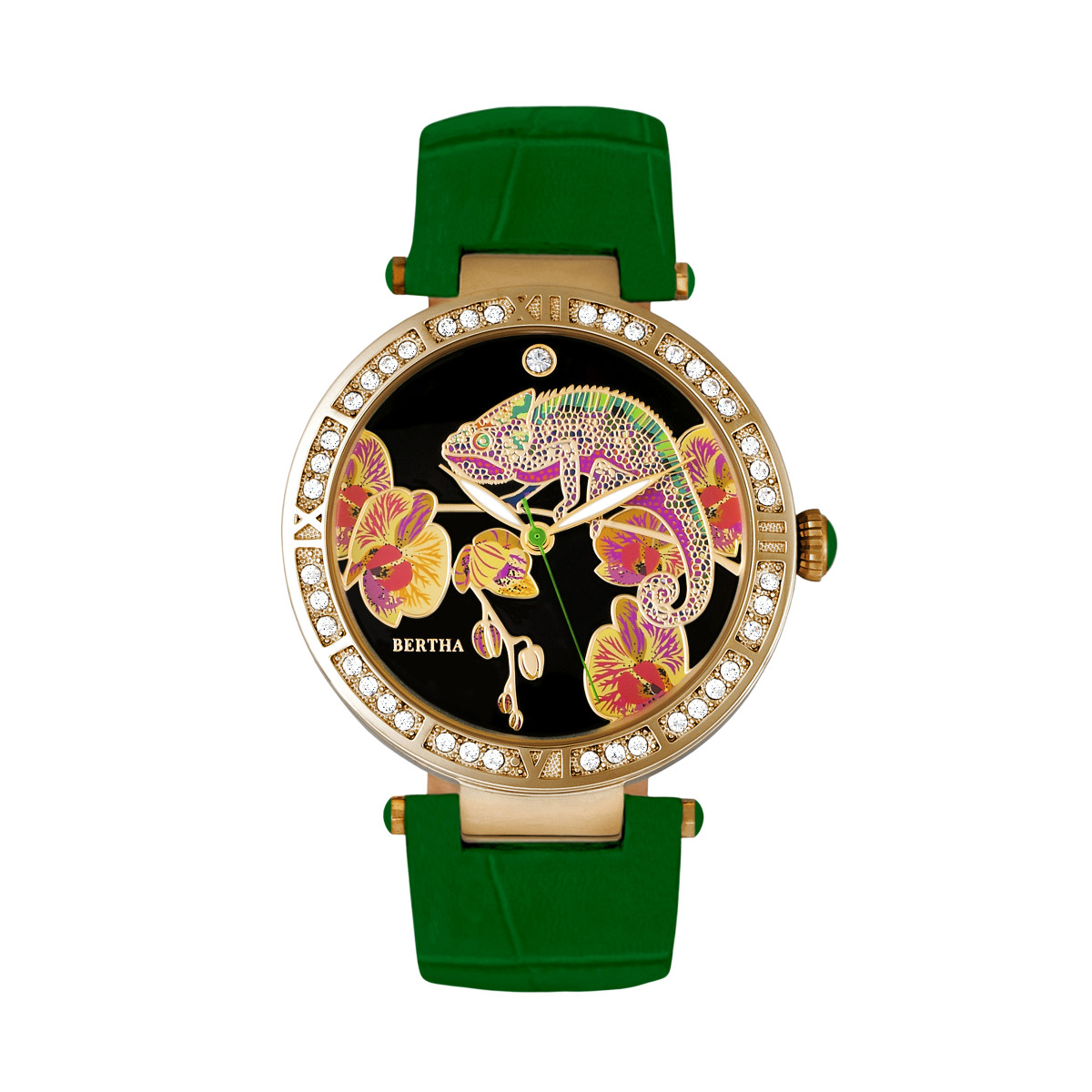 Bertha Womens Camilla Mom-Of-Pearl Leather-based-Band Watch - Inexperienced - One Measurement