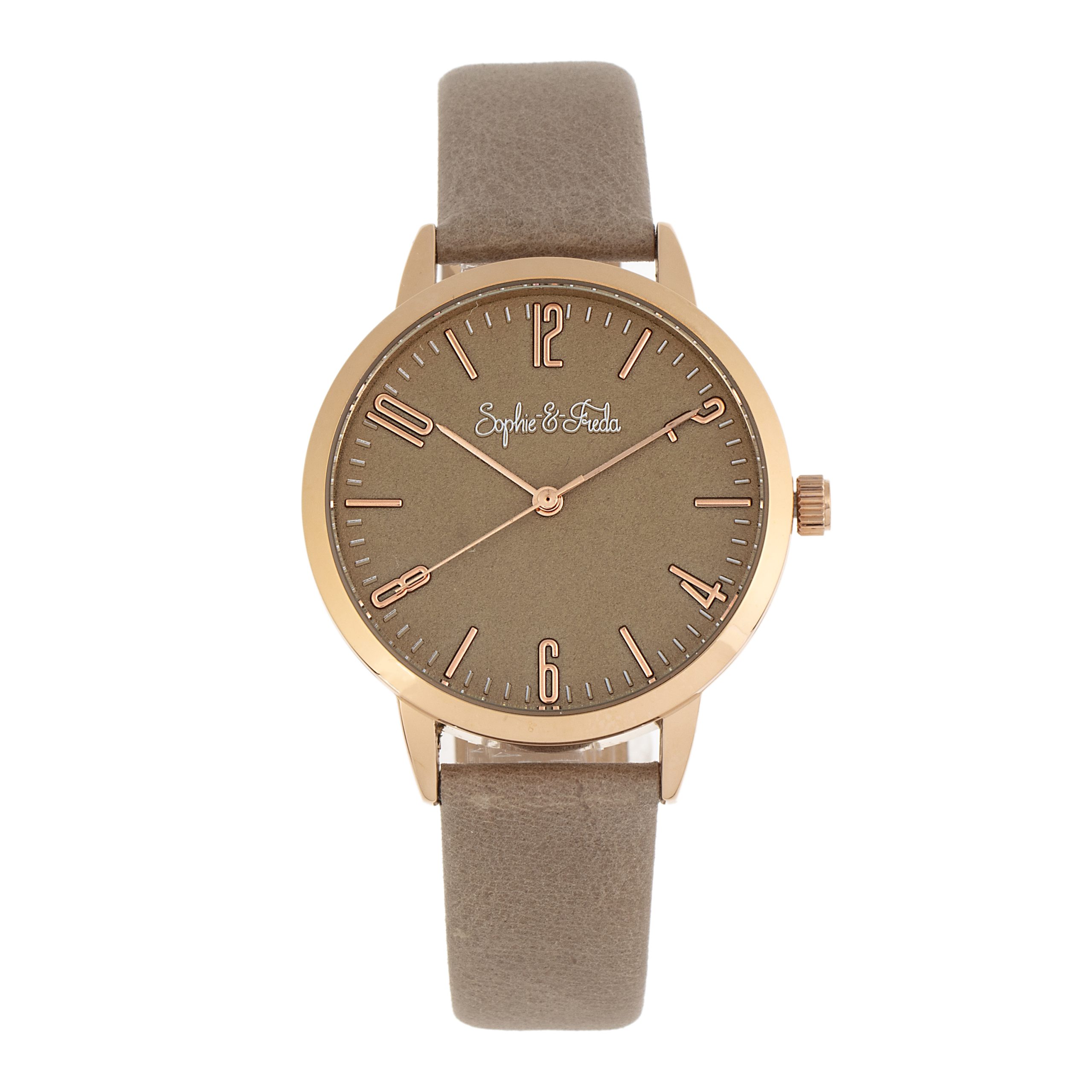 Sophie & Freda Womens and Vancouver Leather-Band Watch - Tan - One Size