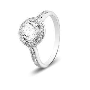 Argento CZ Halo Ring – Ring Dimension 52