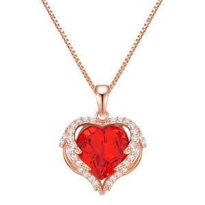 Rafaela Donata Womens Necklace with pendant sterling silver rose gold decorated swarovski crystals gentle siam white – Measurement 45cm