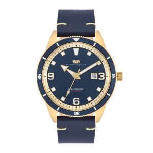 Rhodenwald & Söhne Mens Male Genuine leather watch – Gold Stainless Steel (archived) – One Size