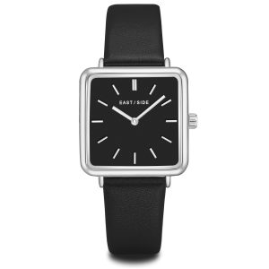 Eastside Womens Feminine Quartz Silver/Black Authentic Leather-based Watch Steel Composite – One Dimension